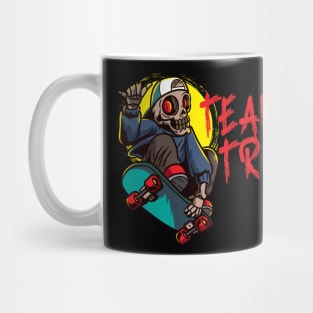 Team Trick Skull Design for a Skater Board Mug